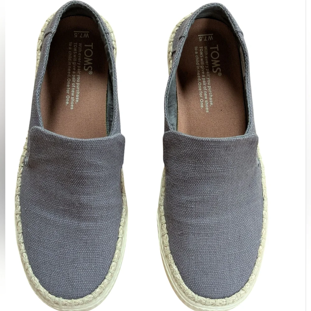 Toms Shade Heritage Canvas Jute Slip On Shoes Size 7.5